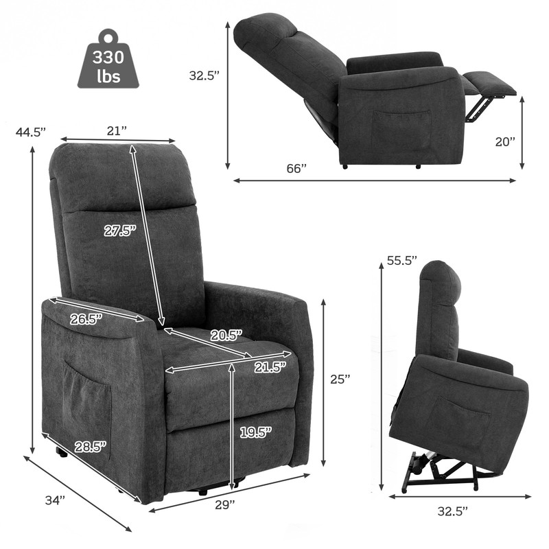 Power Lift Recliner Chair for Elder Electric Stand-Up Fabric Arm Chair Grey gallery