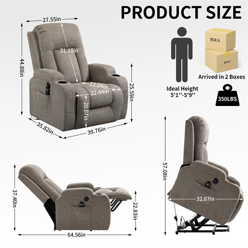 Position Single Motor Up to 350 LBS Power Lift Recliner Chair for Elderly gallery