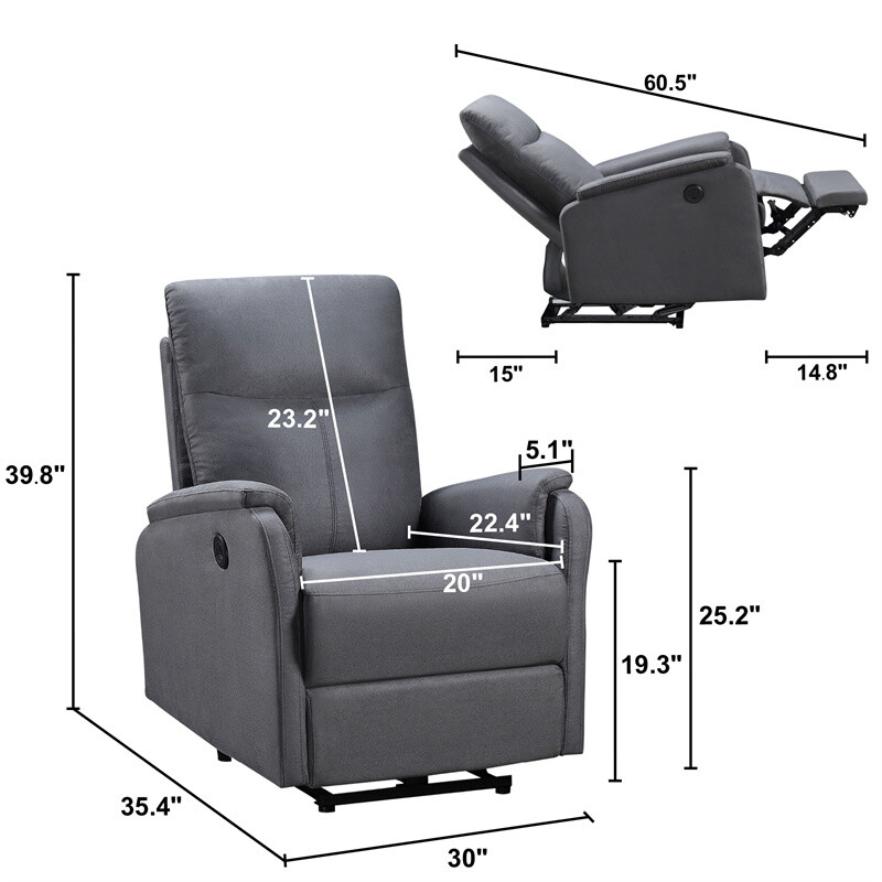 Recliner Chair with Power Function Easy Control Big Stocks Recliner Single Chair gallery