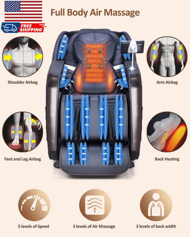 Massage Chair Full Body 15 Modes Zero Gravity Sl-Track Shiatsu Massage Chair gallery