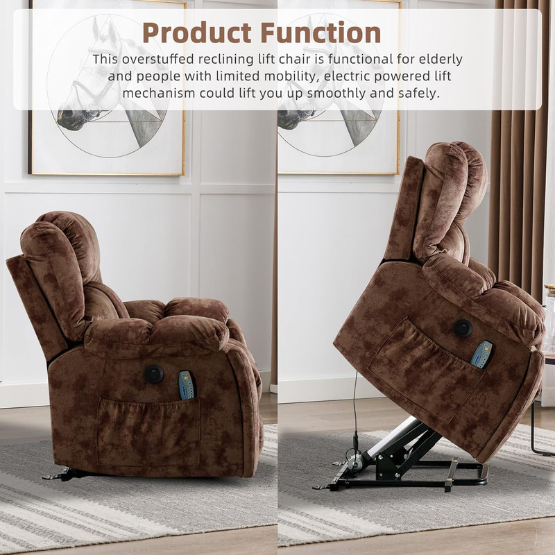 CANMOV Large Power Lift Recliner with Massage and Heat for Elderly, Heavy Duty L gallery