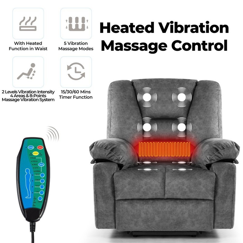 Electeic Massage Recliner Velvet Sofa Chair with Heating Vibration 330lb Load gallery