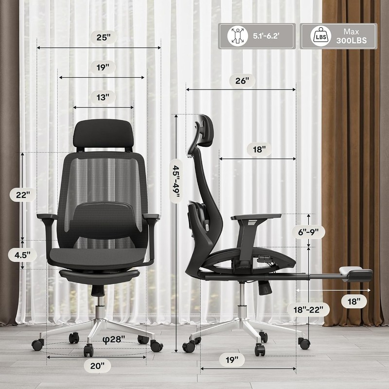 Massage Office Chair with Footrest, High Back Ergonomic Desk Chair with Adjustab gallery