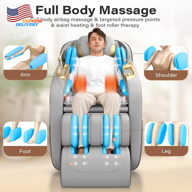50" Sl-Track Shiatsu Massage Chair 160°Zero Gravity Recliner with Body Scan NEW gallery