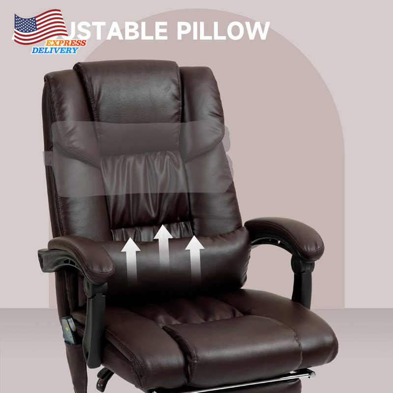 High Back Massage Office Chair with 6 Vibration Point PU Leather Reclining Chair gallery