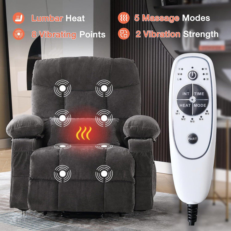 Power Lift Recliner Chair for Elderly with Vibration Massage and Lumbar Heating, gallery