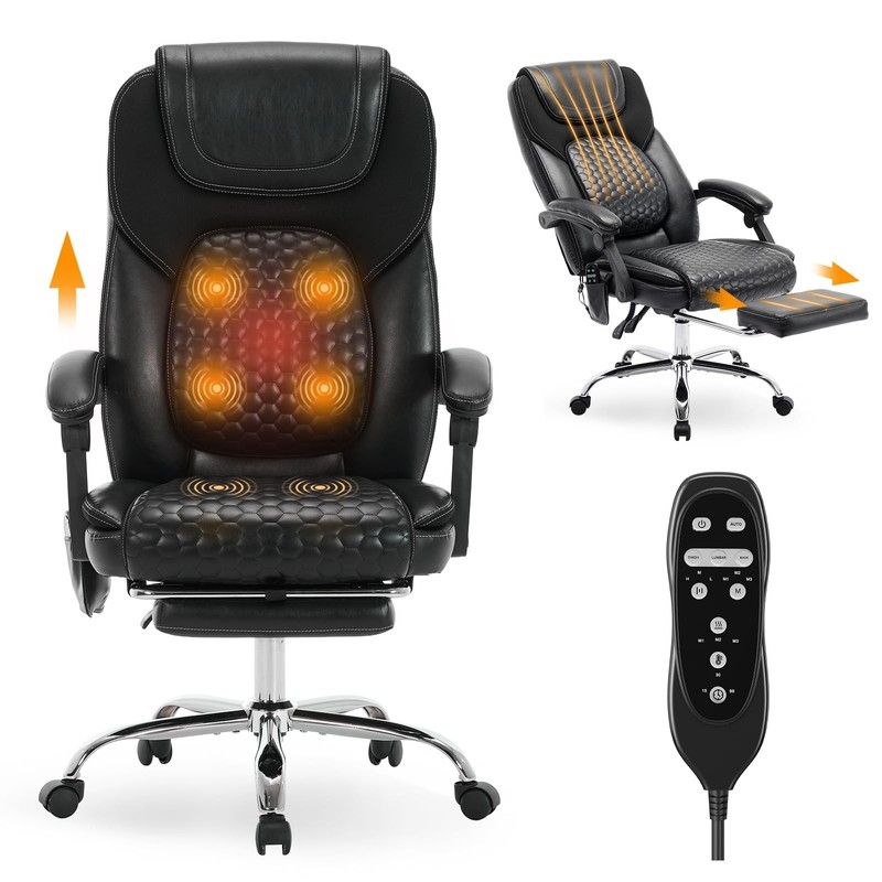 Massage Office Chair with Heat & Footrest - 3-Level Heating, Easy Assembly, Big gallery
