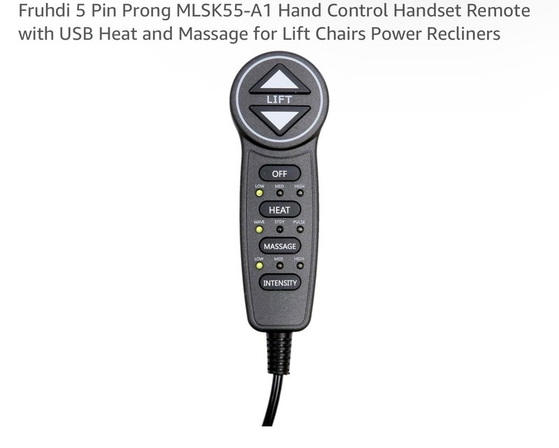 Fruhdi MLSK55-A1 Lift Chair Remote 5 Pin Hand Control Heat Massage USB gallery
