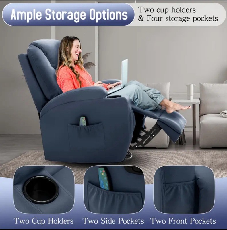 PU Leather Recliner Chair Lift Power Massage Sofa Heat Vibration Heated Leather gallery