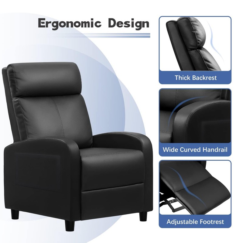 Furniwell Massage Recliner Chair for Living 29.2D x 19.9W x 38.7H in, Black gallery