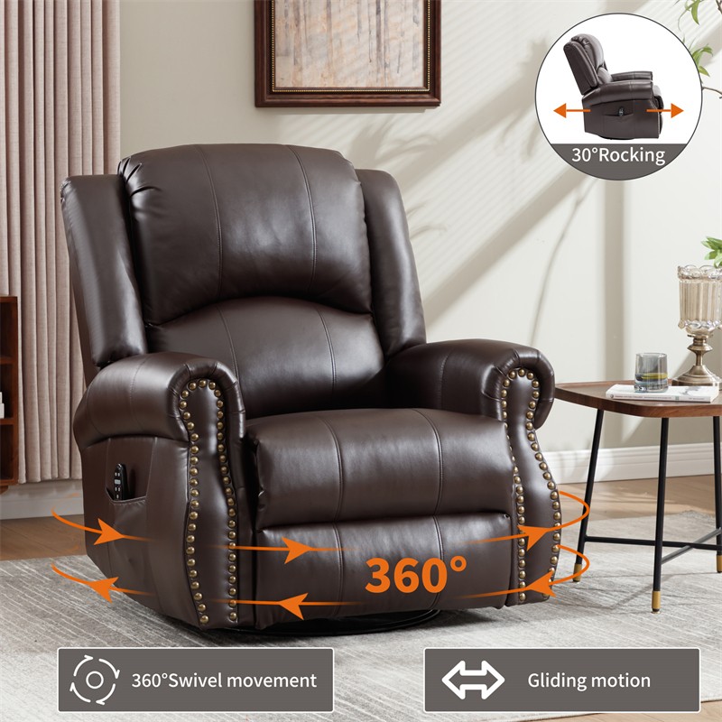 Manual Recliner Chair with Heat Therapy and Massage Function Heavy Duty Brown gallery