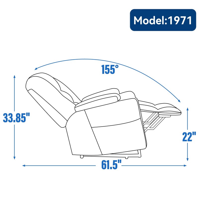 Power Lift Recliner Chair with Massage, Heat, USB & Cup Holders, Blue gallery