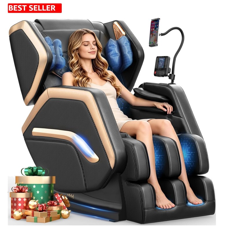 Elegant Zero Gravity Massage Chair with Bluetooth Speaker & Adjustable Foot Rest