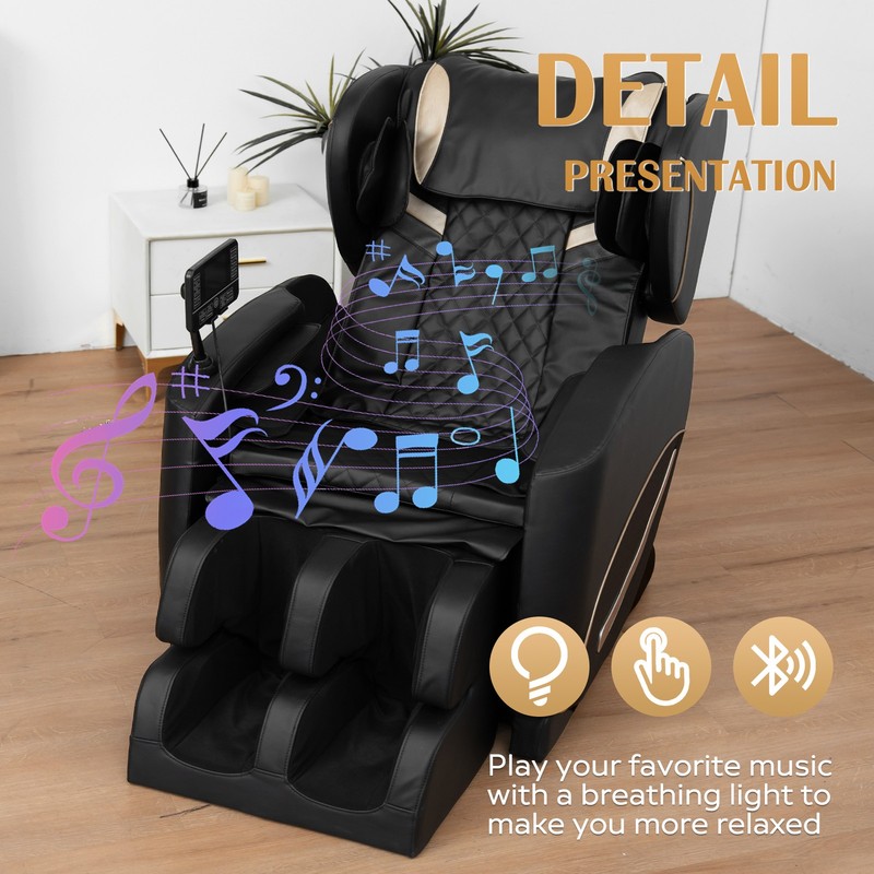 New Full Body Zero Gravity Massage Chair Recliner Heating, L-Track,5 Modes Black gallery