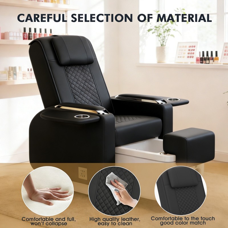 Black Pedicure Spa Chair Recliner Manicure Nail Tech Back Massage Salon Footbath gallery